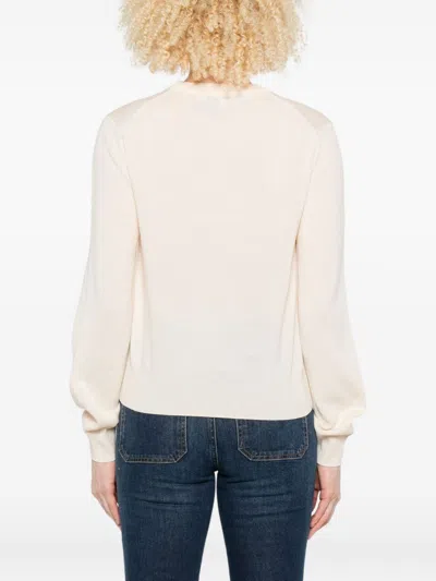 Maison Kitsuné Baby Fox Embroidered Merino-wool Sweater In Neutral