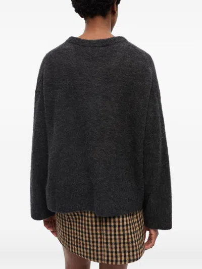 Ganni Banana Wool Crewneck Sweater In Black