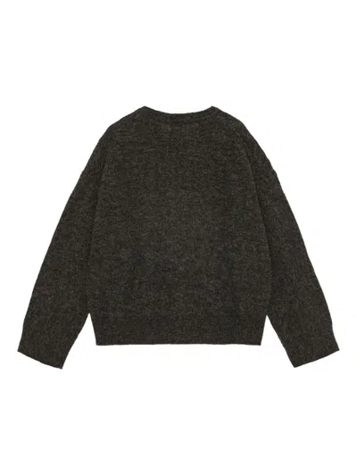 Ganni Banana Wool Crewneck Sweater In Black