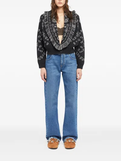 Alanui Bandana Wool And Cashmere Cardi-bomber In Black