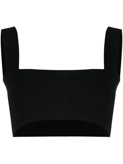 Victoria Beckham Square Neck Cropped Sleeveless Bandeau Top In Black