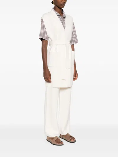 Max Mara Women Belted Long Vest In White