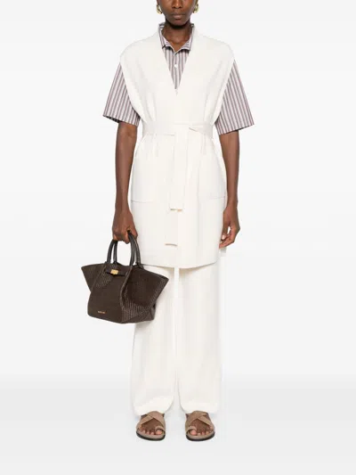 Max Mara Women Belted Long Vest In White
