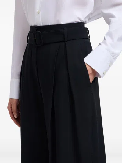 Emporio Armani Pleated Belted Trousers In Black