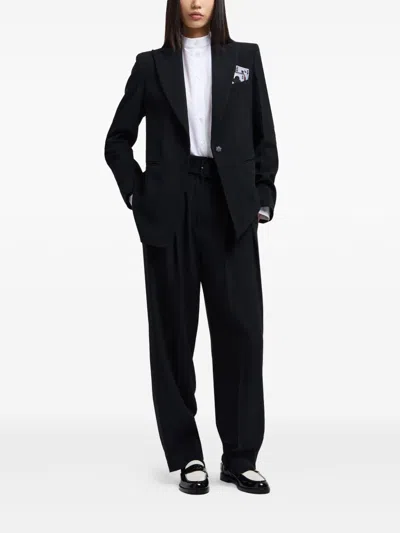 Emporio Armani Pleated Belted Trousers In Black