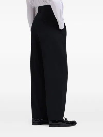 Emporio Armani Pleated Belted Trousers In Black