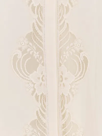 Chloé Fluid Silk Georgette And Lace Blouse In Neutral