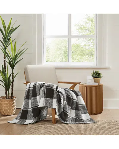 Brooklyn Loom Dusted Plaid Black Throw In Black
