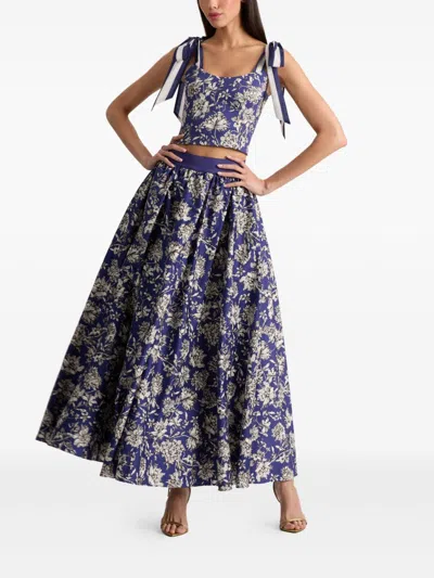 Alice And Olivia Blanca Tie Shoulder Top In Blue