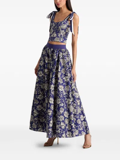Alice And Olivia Blanca Tie Shoulder Top In Blue