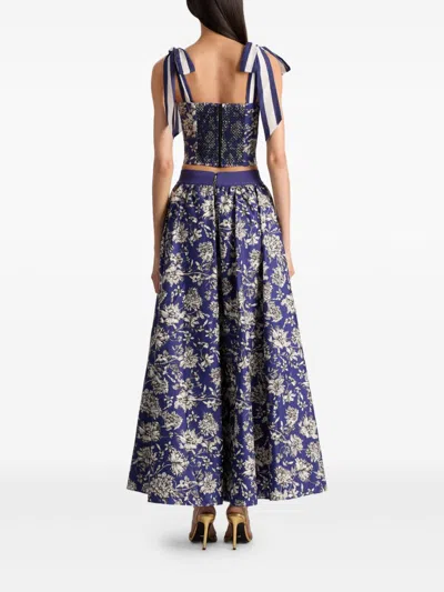 Alice And Olivia Blanca Tie Shoulder Top In Blue