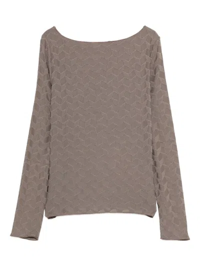 Emporio Armani Boat-neck Jumper Geometric Long Sleeves In Gray