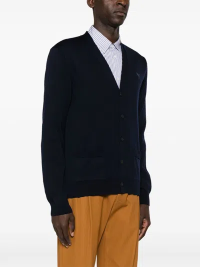 Maison Kitsuné Bold Fox Head Wool Cardigan In Black