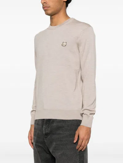 Maison Kitsuné Maison Kitsune' Bold Fox Head Wool Jumper In Burgundy