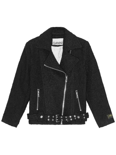 Ganni Boucle Wool Biker Jacket