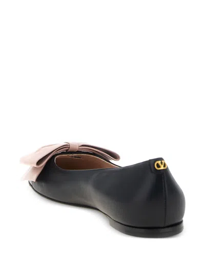 Valentino Round Toe Ballerina Shoes With Bow Detail