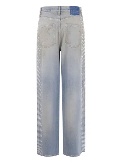 Golden Goose "journey W`s" Melody Boyfriend Pant Cotton Denim Officina Wash With Studs On Side Cloth In Multi