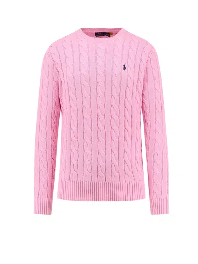 Polo Ralph Lauren Cable Knit Cotton Sweater With Iconic Logo In Pink