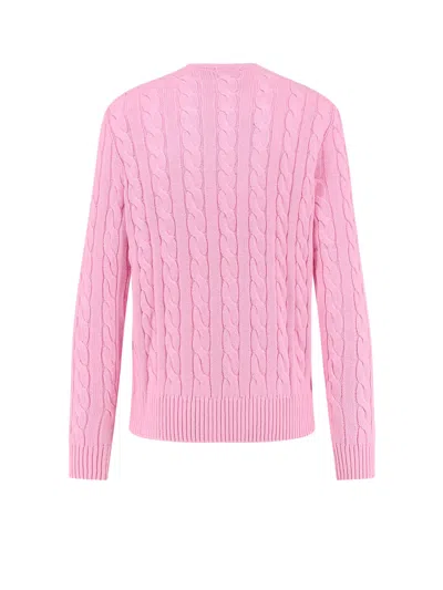Polo Ralph Lauren Cable Knit Cotton Sweater With Iconic Logo In Pink