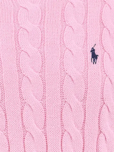 Polo Ralph Lauren Cable Knit Cotton Sweater With Iconic Logo In Pink
