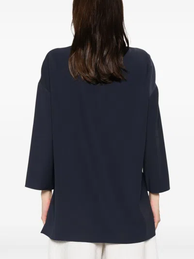Emporio Armani Asv Recycled Cashmere Jumper With Kimono Sleeves In Blue