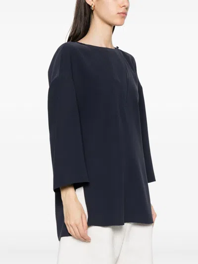 Emporio Armani Asv Recycled Cashmere Jumper With Kimono Sleeves In Blue