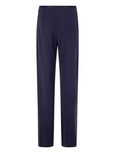Emporio Armani Navy Blue Cady Trousers In Blue