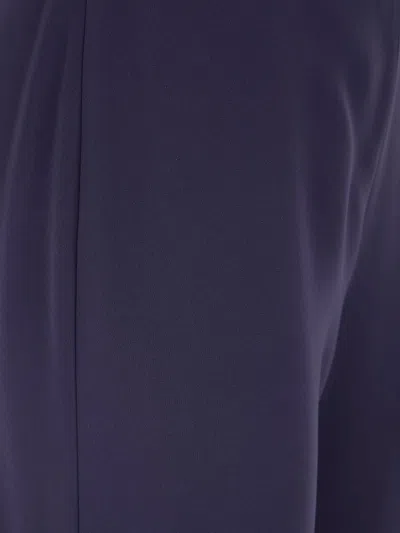 Emporio Armani Navy Blue Cady Trousers In Blue