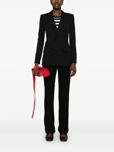 Max Mara Trousers Ankle-length Satin Stripe In Black