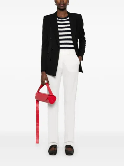 Max Mara Tailored White Vincita Trousers With Polished Finish In White