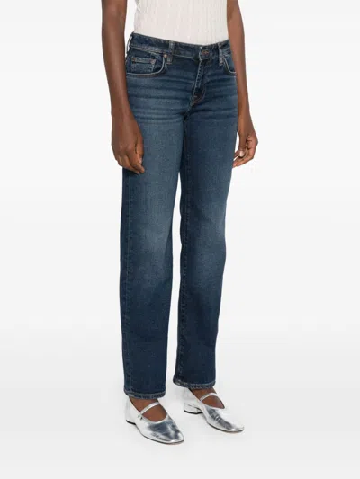 Seven Classic Straight-leg Jeans With Timeless Faded Wash In Black