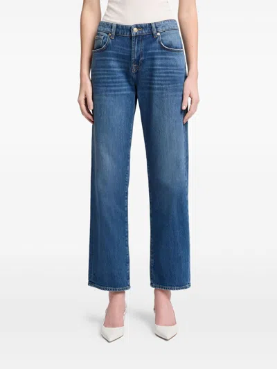 Seven Classic Straight-leg Jeans With Timeless Faded Wash In Blue