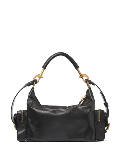 Chloé Medium Double Carry Leather Shoulder Bag In Black