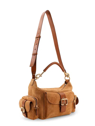 Chloé Structured Brown Clay Calfskin Crossbody Bag With Golden Details