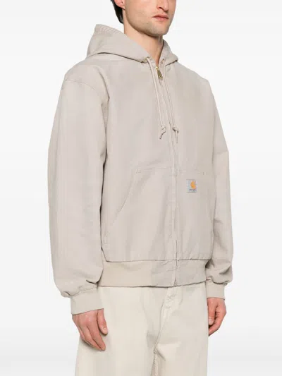 Carhartt Drawstring Hood Canvas Jacket In Neutral