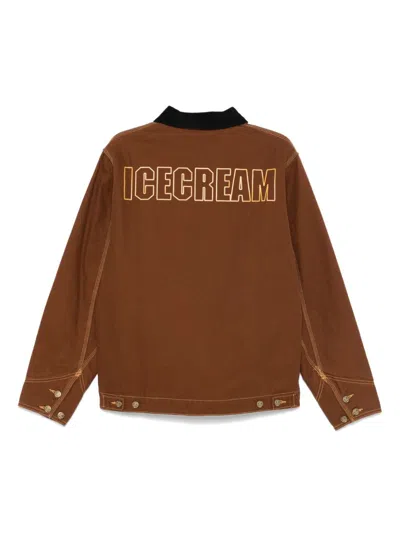 Icecream Canvas Workwear Jacket In Brown