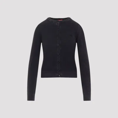 Diesel Fitted Button-up Sweater With Ribbed Detailing In Black