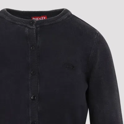 Diesel Fitted Button-up Sweater With Ribbed Detailing In Black