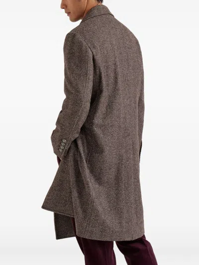 Brunello Cucinelli Chevron Motif Coat Logo Buttons In Gray