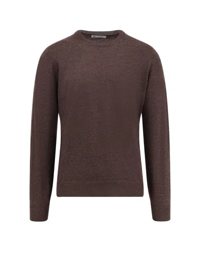 Brunello Cucinelli Cashmere-blend Crewneck Sweater In Brown