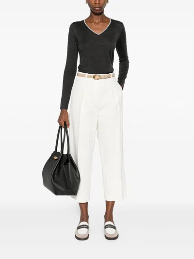 Brunello Cucinelli Women Cashmere And Silk V-necked Sweater In Black