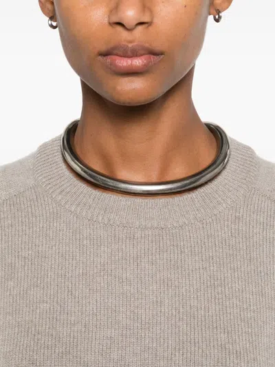 Soft Goat Cashmere Boyfriend Crewneck Jumper In Brown