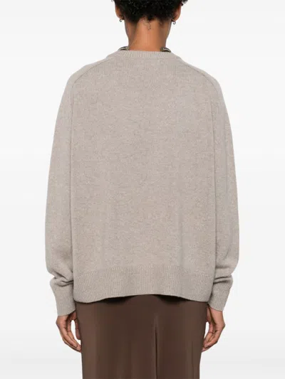 Soft Goat Cashmere Boyfriend Crewneck Jumper In Brown