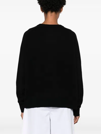 Soft Goat Cashmere Boyfriend Crewneck Jumper In Black