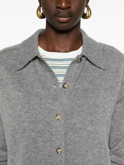Totême Straight-collar Cashmere Shirt In Gray