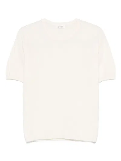Soft Goat Cashmere Crewneck Top In Neutral