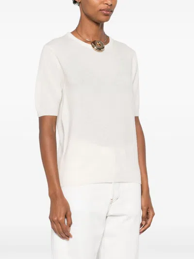 Soft Goat Cashmere Crewneck Top In Neutral