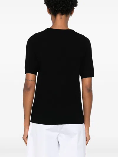 Soft Goat Cashmere Crewneck Top In Black