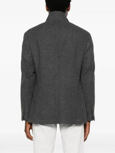 Brunello Cucinelli Cashmere Single-breasted Jacket In Gray