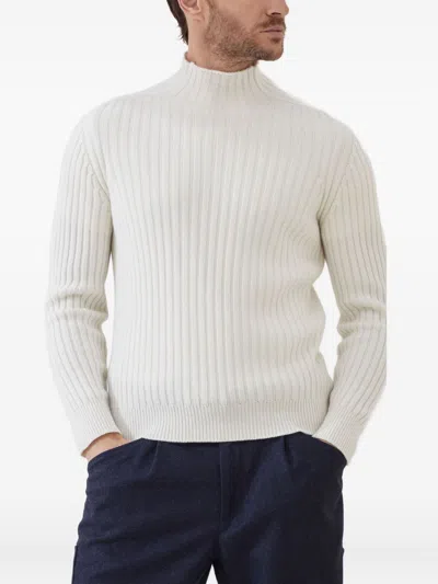 Brunello Cucinelli Men Cashmere Turtle Neck Jumper In White